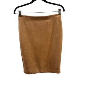 Philosophy faux leather suede light brown pencil skirt preppy minimalist size SM